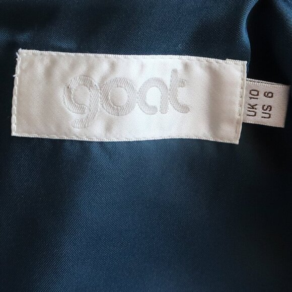 Goat Forest Green Wool Crepe Sleeveless Scoop Neck Career Shift Dress Size 6 - Picture 6 of 8